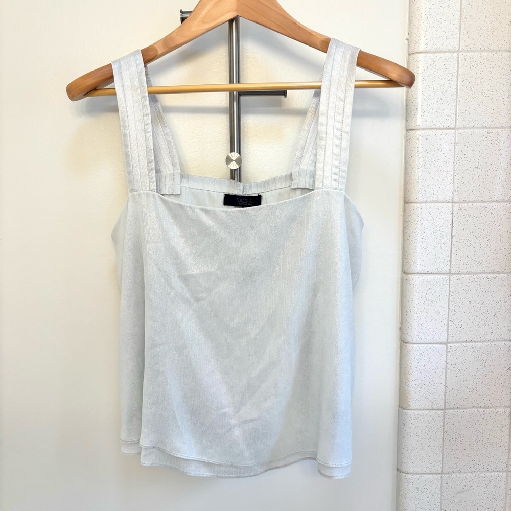 RACHEL Rachel Roy Silver Crop Top Size XL Y2K Festival Rodeo Fairy Flowy Guest